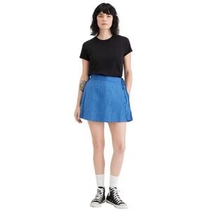 NEW Dockers Blue Plaid Mini Skort (Skirt/Shorts) Size 34